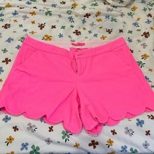 Lilly Pulitzer Neon Pink Scallop-Hem Shorts